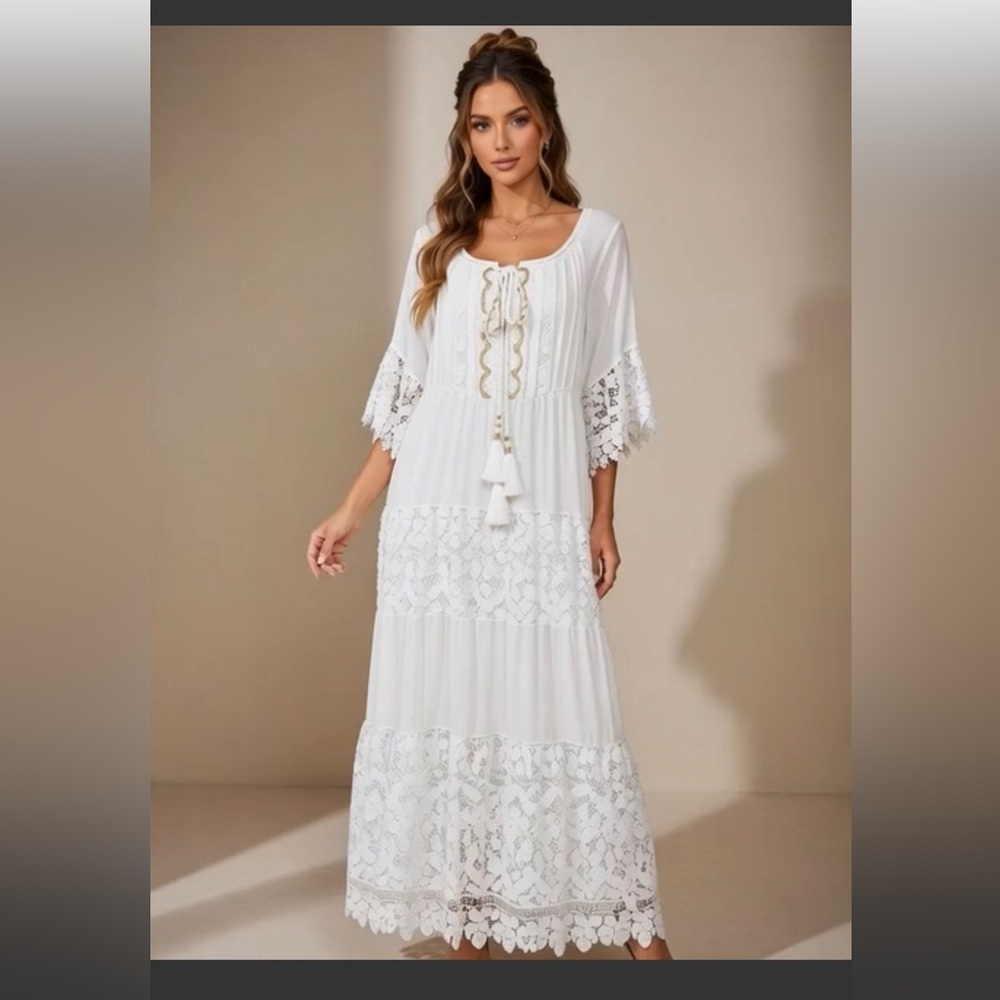 SNOWFLAKE WHITE PRINCESS MAXI DRESS